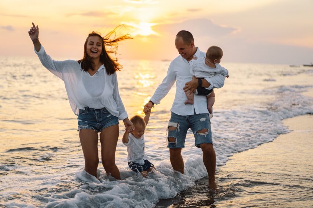 family bali ocean fun kids parents
